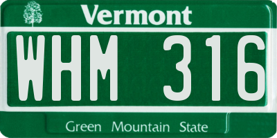 VT license plate WHM316