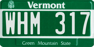 VT license plate WHM317