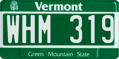 VT license plate WHM319
