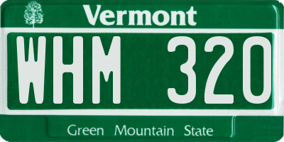 VT license plate WHM320