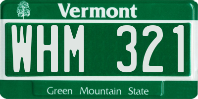 VT license plate WHM321