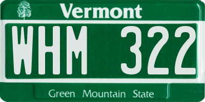 VT license plate WHM322