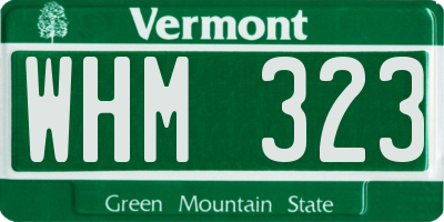 VT license plate WHM323