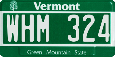 VT license plate WHM324