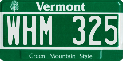 VT license plate WHM325