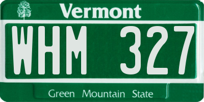 VT license plate WHM327
