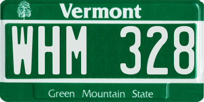 VT license plate WHM328