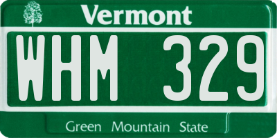 VT license plate WHM329