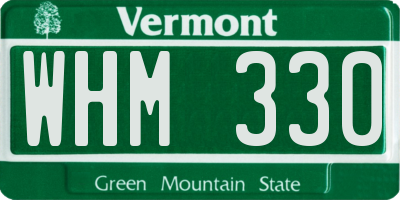 VT license plate WHM330