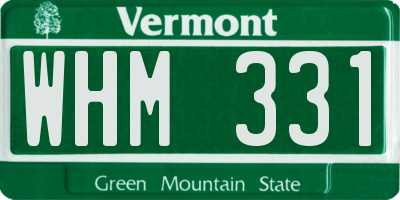 VT license plate WHM331