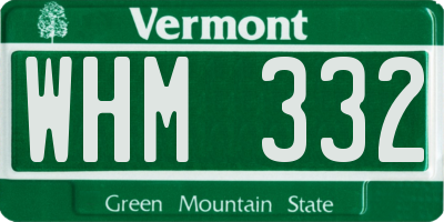 VT license plate WHM332