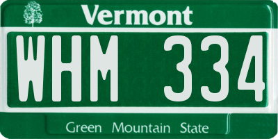 VT license plate WHM334