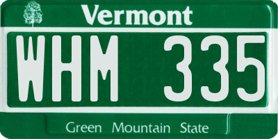 VT license plate WHM335
