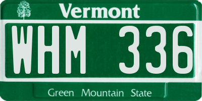 VT license plate WHM336