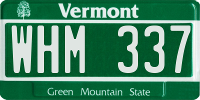VT license plate WHM337