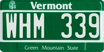 VT license plate WHM339