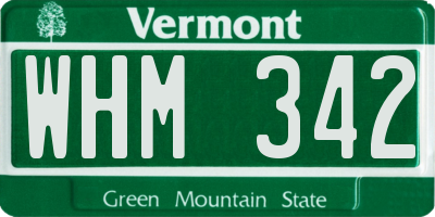 VT license plate WHM342