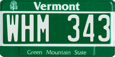 VT license plate WHM343