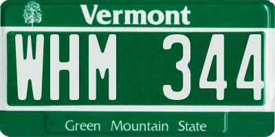 VT license plate WHM344