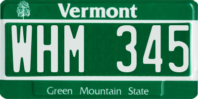 VT license plate WHM345