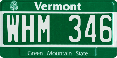 VT license plate WHM346