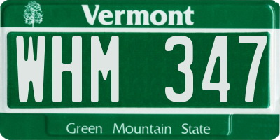 VT license plate WHM347