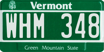 VT license plate WHM348