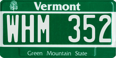 VT license plate WHM352