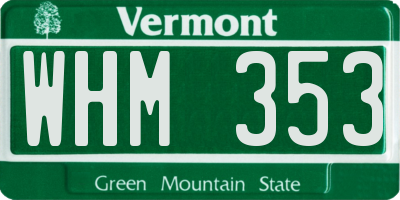 VT license plate WHM353