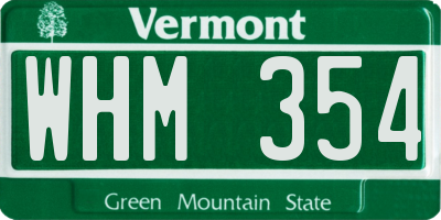 VT license plate WHM354