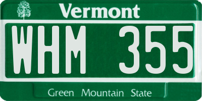 VT license plate WHM355