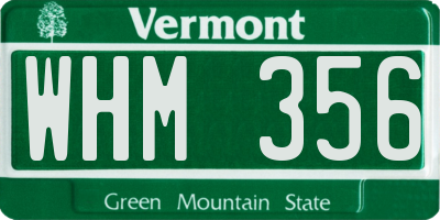VT license plate WHM356