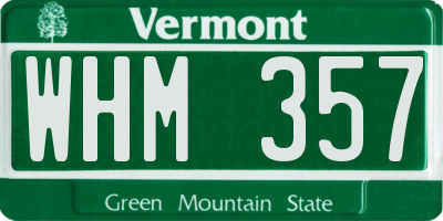 VT license plate WHM357