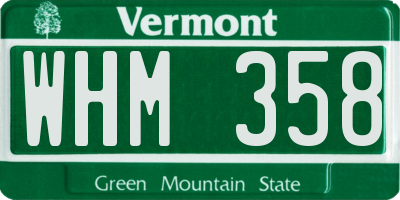 VT license plate WHM358