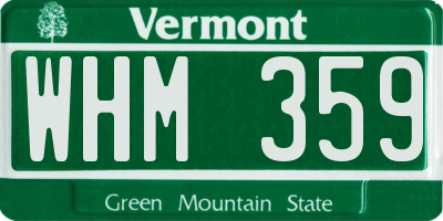 VT license plate WHM359