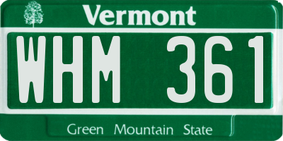 VT license plate WHM361