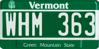 VT license plate WHM363