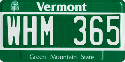VT license plate WHM365