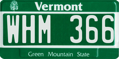 VT license plate WHM366