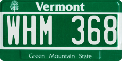 VT license plate WHM368