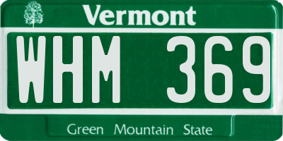 VT license plate WHM369