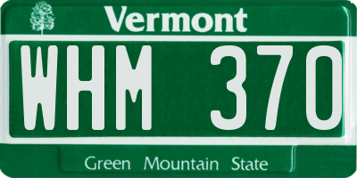 VT license plate WHM370