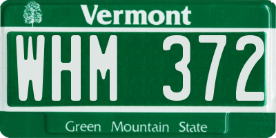 VT license plate WHM372