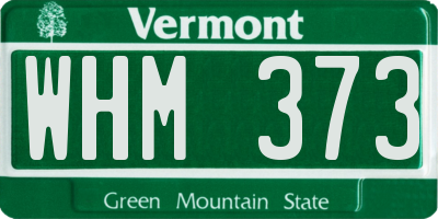VT license plate WHM373