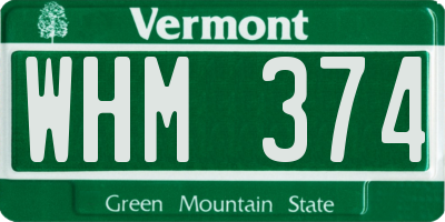 VT license plate WHM374