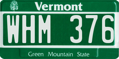 VT license plate WHM376