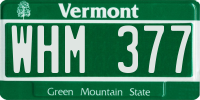 VT license plate WHM377