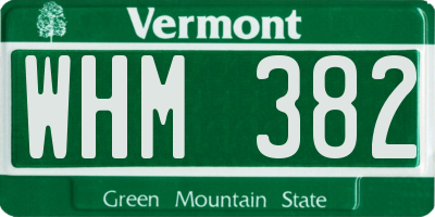 VT license plate WHM382