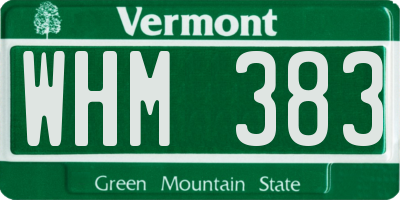 VT license plate WHM383