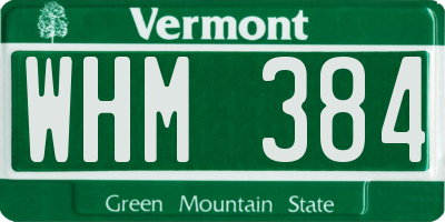 VT license plate WHM384